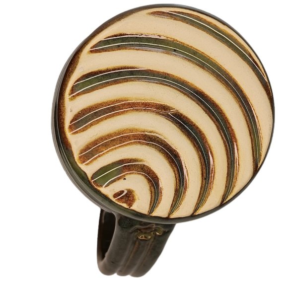 Hops Pottery Mug Green and Brown Handmade - Picture 6 of 10